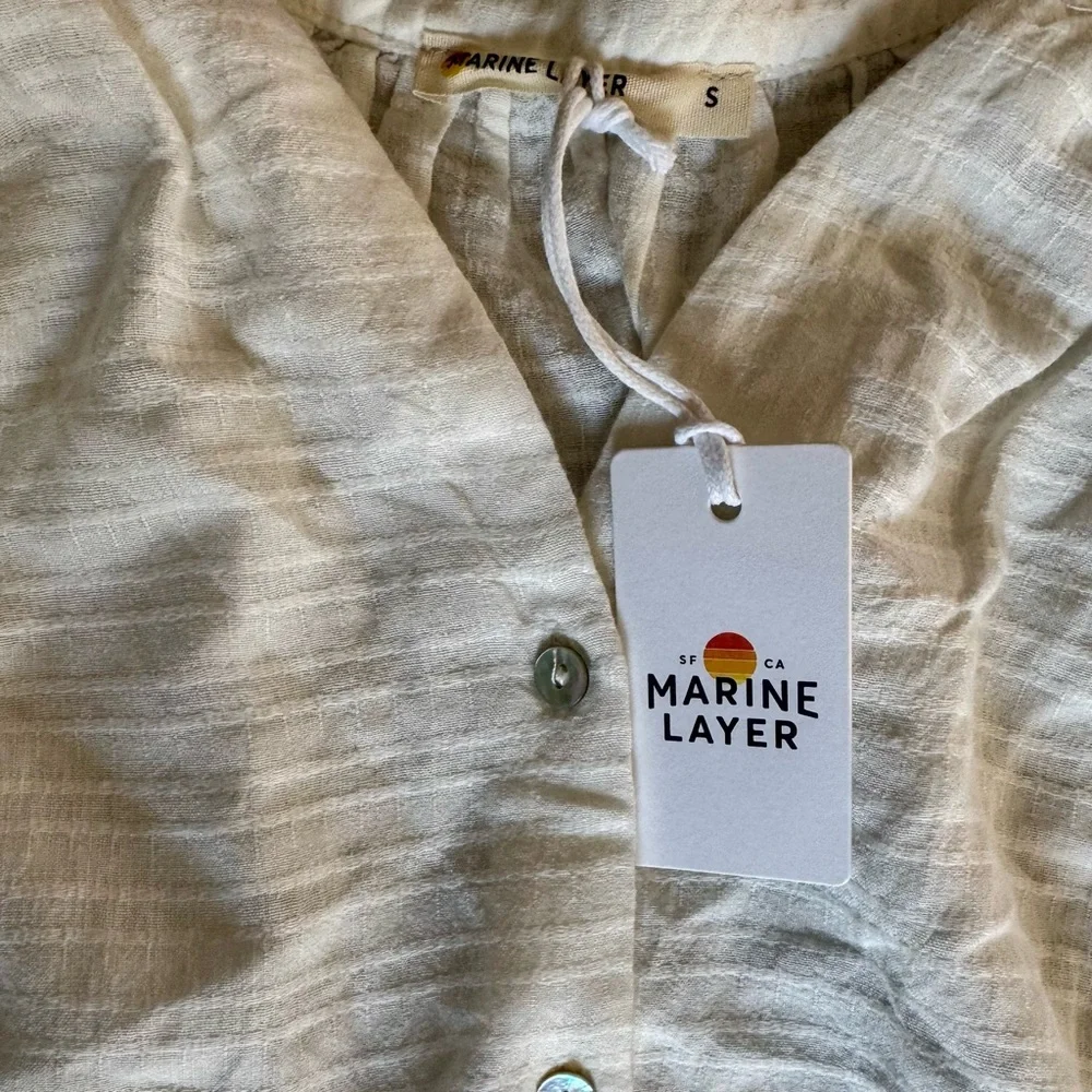 NWT Marine Layer Women’s Small Shadow Stripe Nixi Collarless - Picture 2 of 10